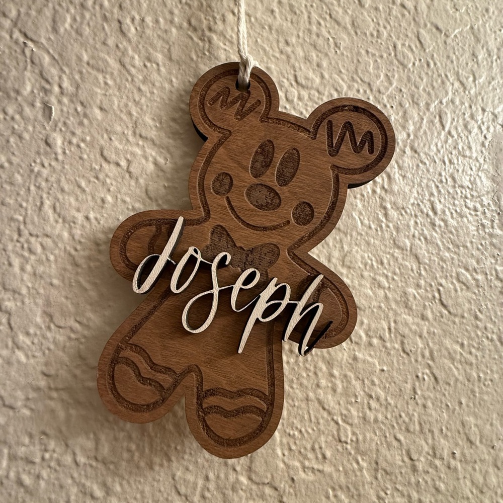 Custom Wooden Mickey Gingerbread Ornament